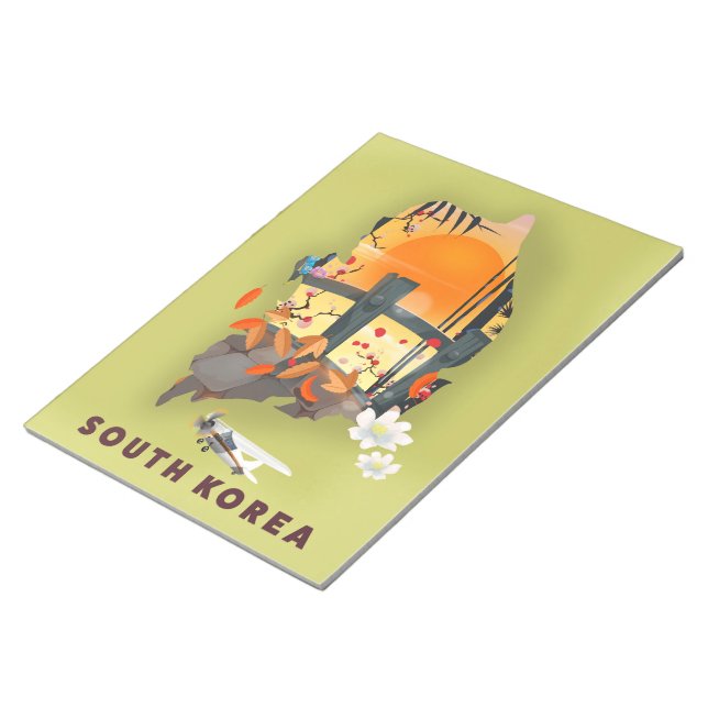 Bloc-note Corée du Sud affiche illustrée (Incliné)