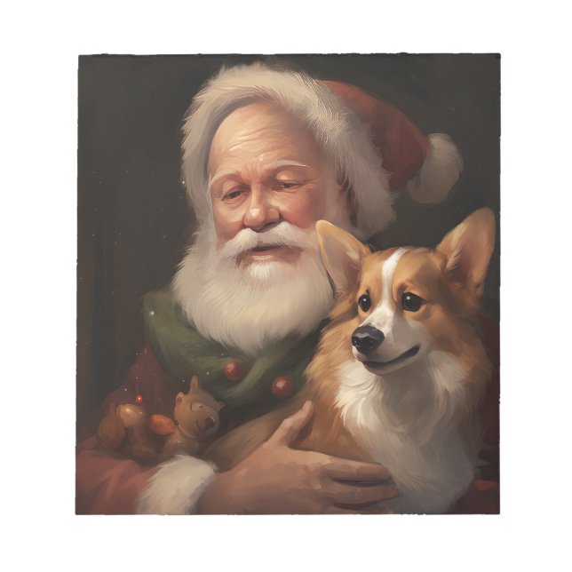 Bloc-note Corgi avec Noël Festif du Père Noël (Devant)