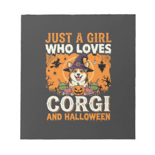 Bloc-note Corgi Halloween Sorcière Fille Horreur Vintage