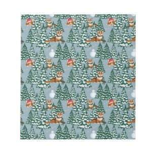 Bloc-note Corgis décorent l'arbre de Noël en bleu de la forê