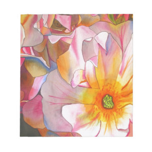 Bloc-note Cornelia rose en rose pastel aquarelle