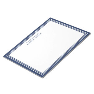 Bloc-note Correspondance Personnalisée Bordure Bleu Marine