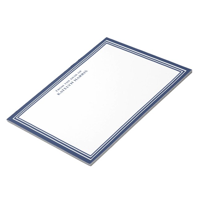 Bloc-note Correspondance Personnalisée Bordure Bleu Marine (Incliné)