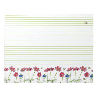Bloc-note Cosmos rose Aquarelle Fleurs de miel Abeilles de m
