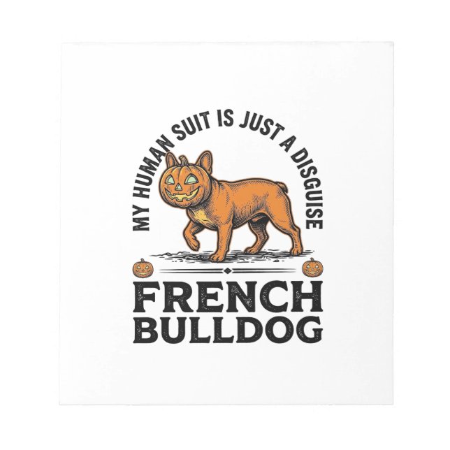 Bloc-note Costume de chemise de pumpkin de bouledogue frança (Devant)