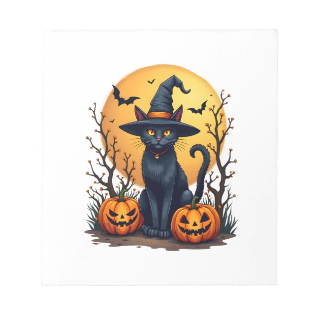 Bloc-note Costume Halloween effrayant rétro Chat noir Salem  (Devant)