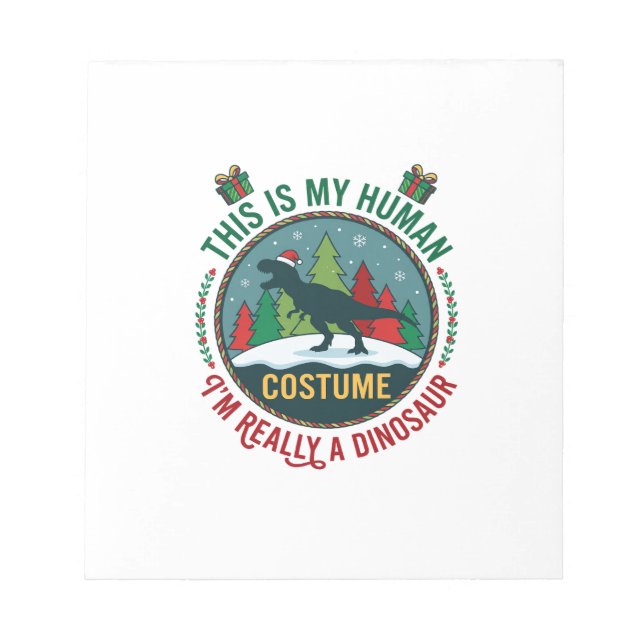 Bloc-note Costume Humain Dinosaure Noël Chapeau Santa Pin Ar (Devant)