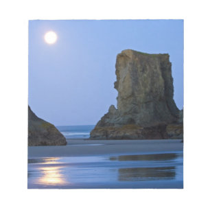 Bloc-note Coucher de lune, plage de Bandon, Oregon.