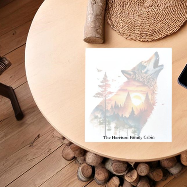 Bloc-note Coucher de soleil double exposition loup hurlant p (Créateur téléchargé)