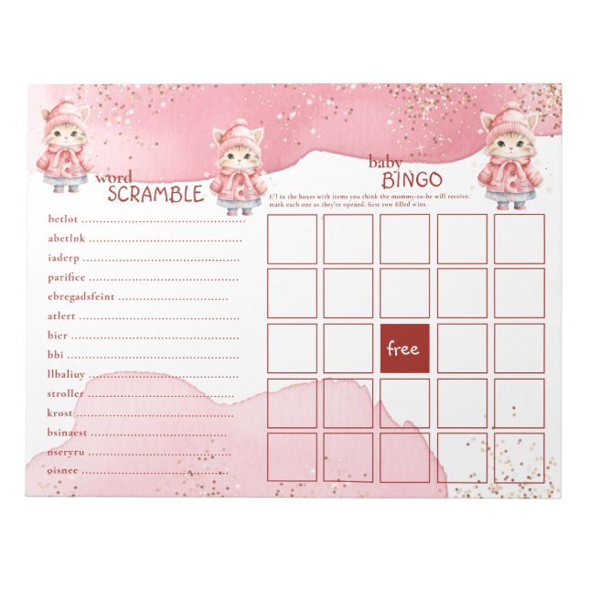 Bloc-note Couleur d'eau mignonne Hiver Kitty Chat Jeux de Ba (Devant)