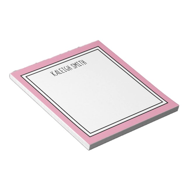 Bloc-note Couleur éditable Rose Blanc Personnalisé (Incliné)