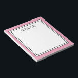 Bloc-note Couleur modifiable blanc rose personnalisé<br><div class="desc">Pink (la couleur arrière - plan peut être modifiée) bloc-notes personnalisé avec votre nom ou tout texte que vous choisissez en haut.</div>