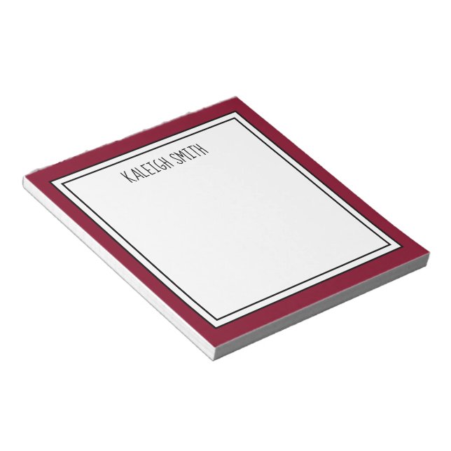 Bloc-note Couleur modifiable Burgundy Rouge blanc personnali (Incliné)