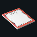 Bloc-note Couleur modifiable rouge orange blanche personnali<br><div class="desc">Bloc-notes personnalisé rouge/orange (couleur arrière - plan peut être modifiée) avec votre nom ou tout texte que vous choisissez en haut.</div>