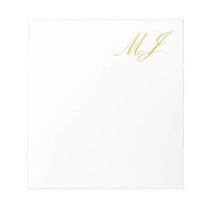 Bloc-note Couleur Or Monogramme Minimaliste Moderne Tendance