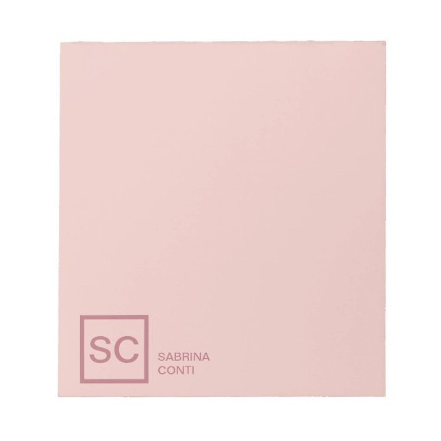 Bloc-note Couleur or rose nom monogramme professionnel simpl (Devant)