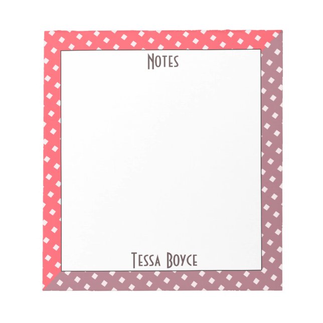 Bloc-note Couleur rose corail mignonne Girly Monogramme (Devant)