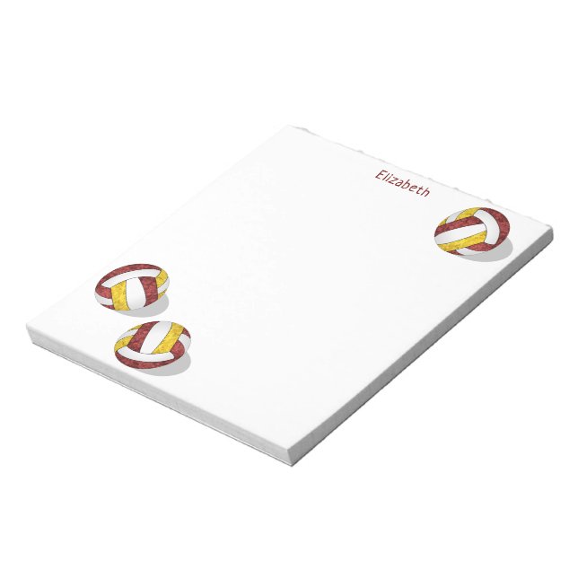 Bloc-note couleurs d'équipe marron et or volley-ball féminin (Tourné)