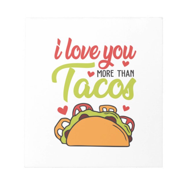 Bloc-note Couple Cadeau Je T'Aime Plus Que Tacos (Devant)