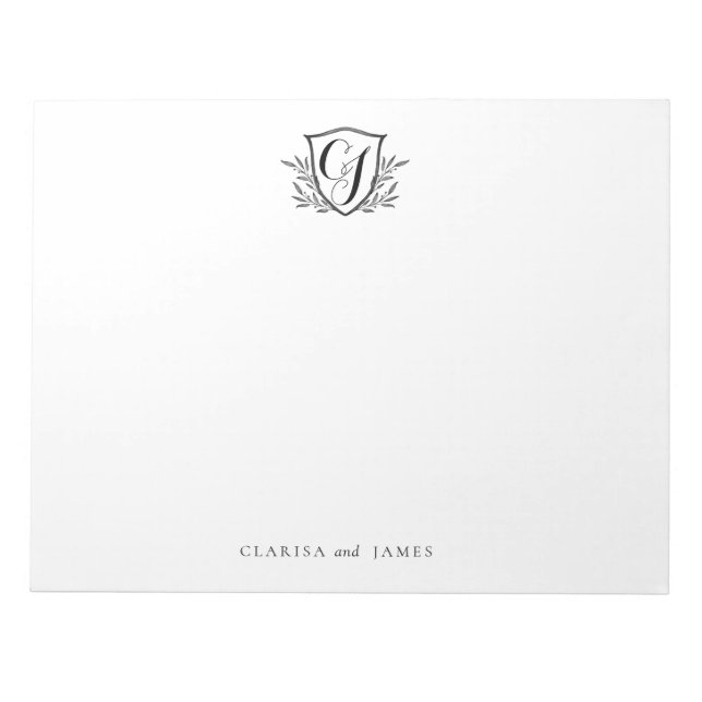 Bloc-note Couple Stations Personnalisées Monogram Crest Larg (Devant)