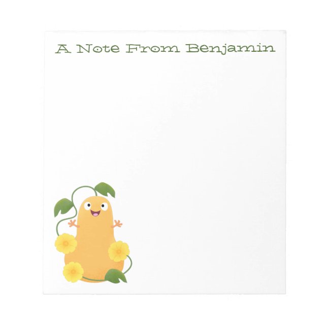 Bloc-note Courge butternut de dessin animé mignonne et heure (Devant)