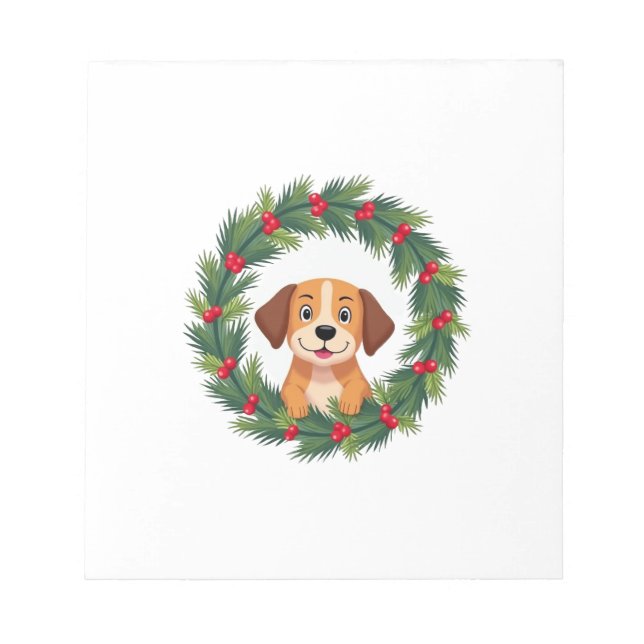 Bloc-note Couronne de Noël nez de chien mignon Noël maman ch (Devant)