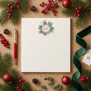 Bloc-note Couronne de pin hivernale Nom de famille Noël