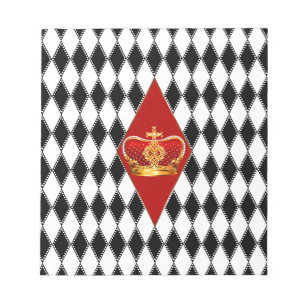 Bloc-note Couronne d'or rouge et diamants noirs et blancs