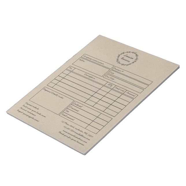 Bloc-note Couronne rustique en papier marron (Incliné)