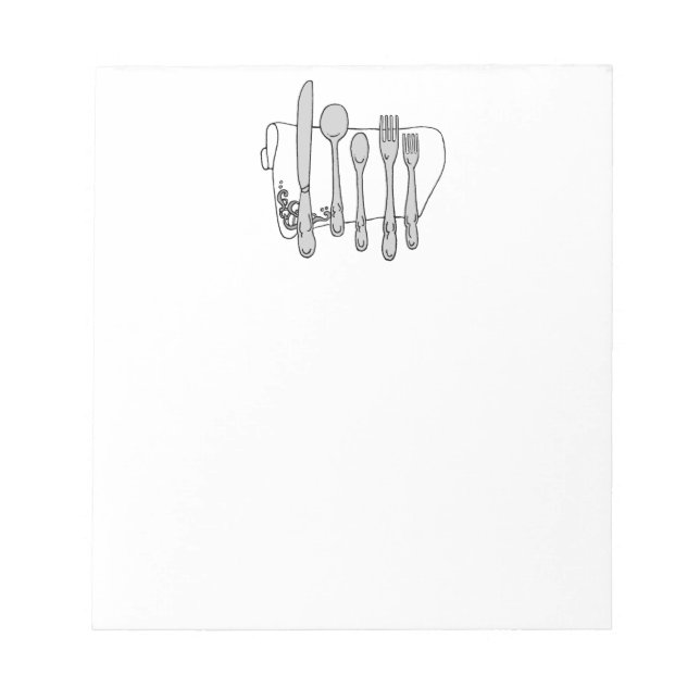 Bloc-note Couverts Design Noir Blanc 5,5" x 6" (Devant)