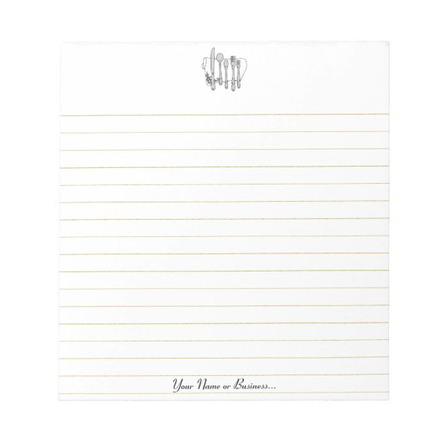 Bloc-note Couverts Noir Blanc Modifiable 5,5" x 6" Ligné (Devant)