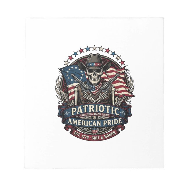 Bloc-note Cowboy squelette patriotique Squelette patriote so (Devant)
