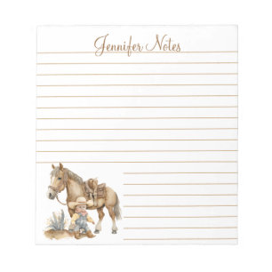 Bloc-note cowboy western personnalisé baby shower bordé