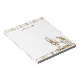 Bloc-note Cowgirl Marron Carreaux Rayures Cheval