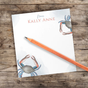 Bloc-note Crabe Bleu Simple Aquarelle Élégante Moderne
