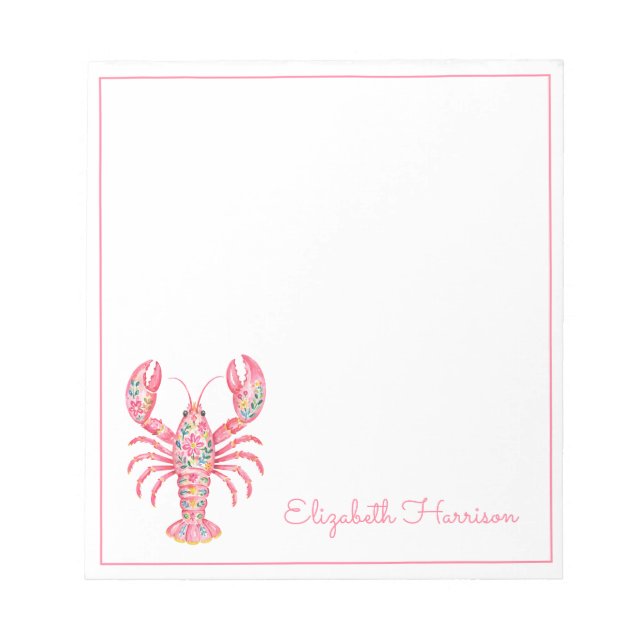 Bloc-note Crabe Rose Fleur Femme Personnalisé (Devant)