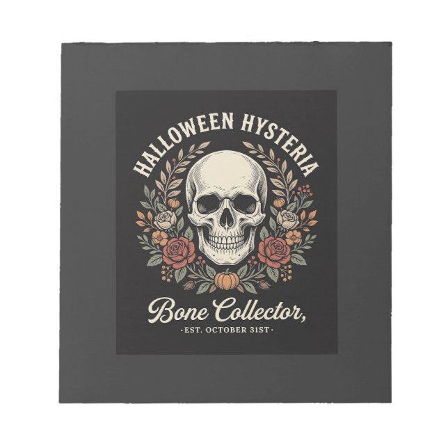Bloc-note Crâne de Halloween Fleur Bone Collector Design_1 (Devant)