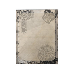 Bloc-note Crâne d'Halloween et fleur d'Hydrangée noire