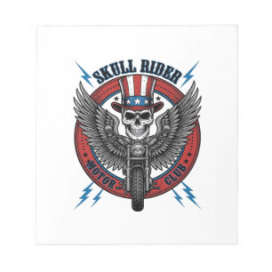 Bloc-note Crâne Patriotique Moto Aigle Vintage