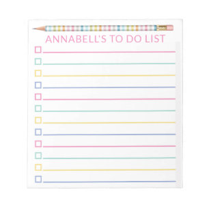 Bloc-note Crayon à faire rose Personnaliser la liste