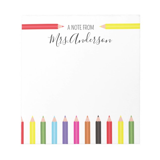 Bloc-note Crayon arc-en-ciel Note de l'enseignant (Devant)