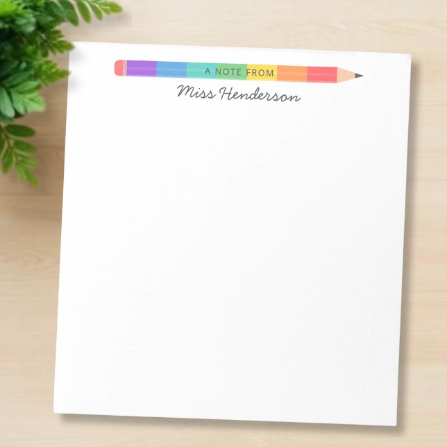 Bloc-note Crayon Arc-en-Ciel Personnalisé pour Enseignant  (Créateur téléchargé)