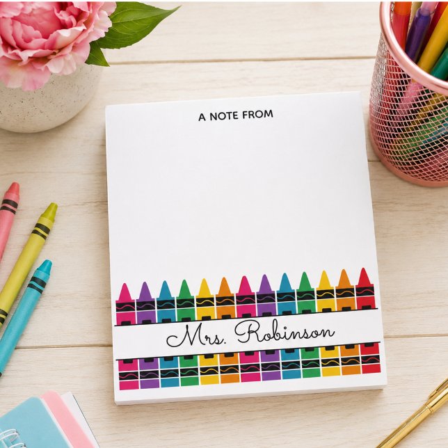 Bloc-note Crayon arc-en-ciel pour appréciation des enseignan (Teacher Appreciation Rainbow Crayon Notepad)