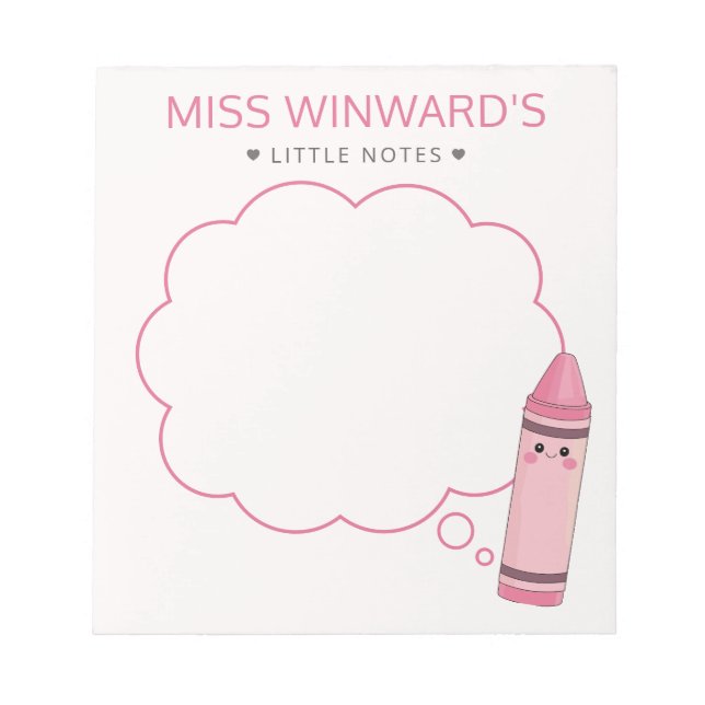 Bloc-note Crayon Mignon Petits Mots Rappels pour Enseignants (Devant)