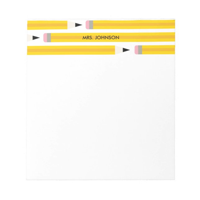 Bloc-note Crayon Moderne Enseignant Personnalisé (Devant)