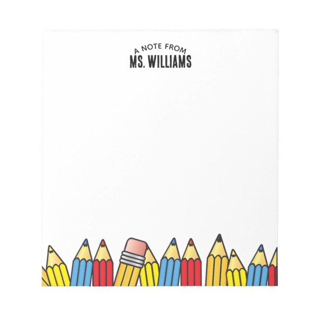 Bloc-note Crayon personnalisé pour salle de classe d'enseign (Devant)