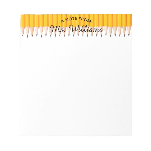 Bloc-note Crayon personnalisé pour salle de classe d'enseign (Devant)