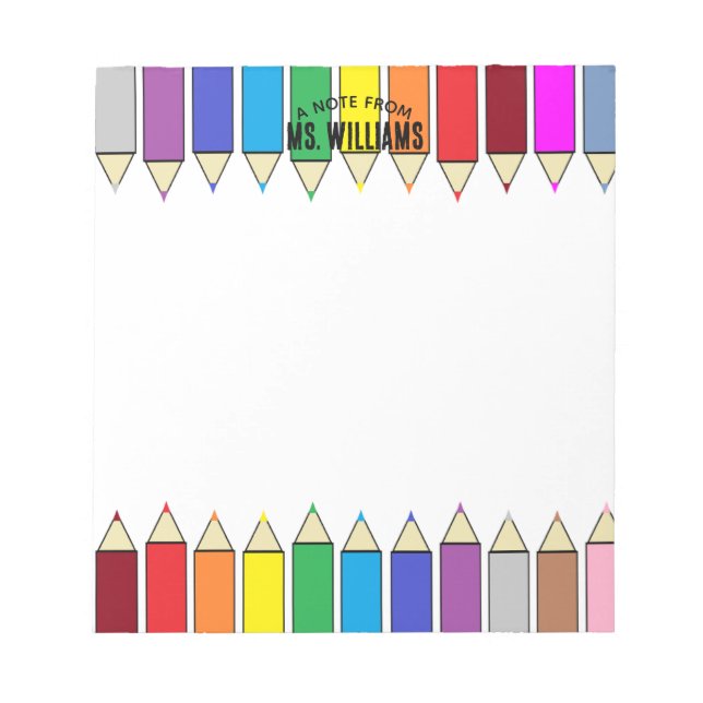 Bloc-note Crayon personnalisé pour salle de classe d'enseign (Devant)
