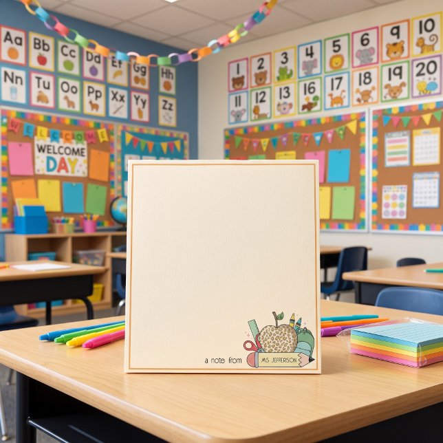 Bloc-note Crayon rétro appréciation de l'enseignant minimali (Créateur téléchargé)