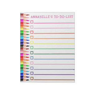 Bloc-note Crayons arc-en-ciel et liste de tâches à personnal